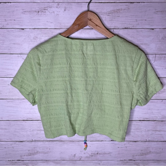 Pacsun PacCares Seedling Keyhole Baby Tee T-Shirt Seersucker Y2K Crop Top - Picture 5 of 5